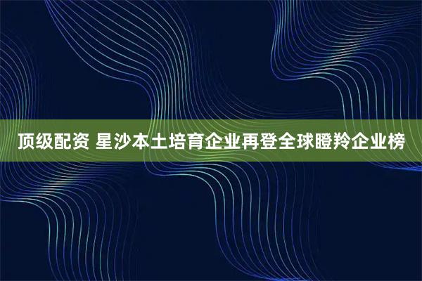 顶级配资 星沙本土培育企业再登全球瞪羚企业榜